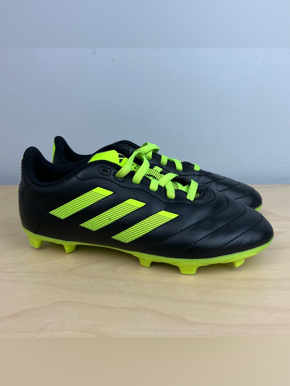 Adidas Kids Size 1.5 Goletto VIII FG Soccer Cleats Black Volt Green Unisex. In g